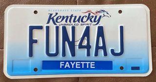 Kentucky Vanity License Plate Fun For Aj