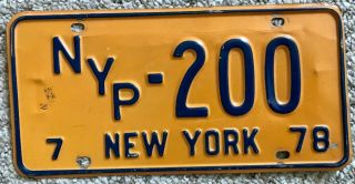 1978 York Press Photographer/ Journalist License Plate 200 Nyp