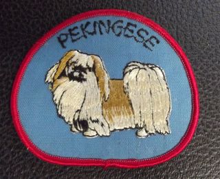 Pekingese Dog Vintage Embroidered Sew On Badge / Patch - Last One