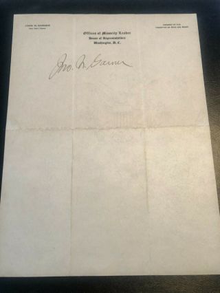 Autograph Of Vp John Nance Garner (fdr) On Letterhead With Photo