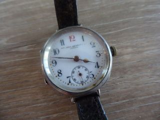 Vintage Solid Silver Sir John Bennett Trench Wristwatch.