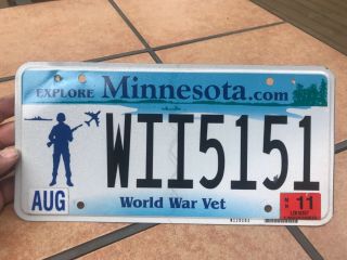 Minnesota Wwii Military Veteran Auto Car Truck Special License Plate Tag