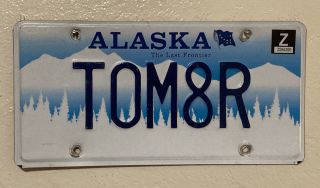 Vintage Alaska Personalized Vanity License Plate “tom8r” Tow Mater Toy Story Tag