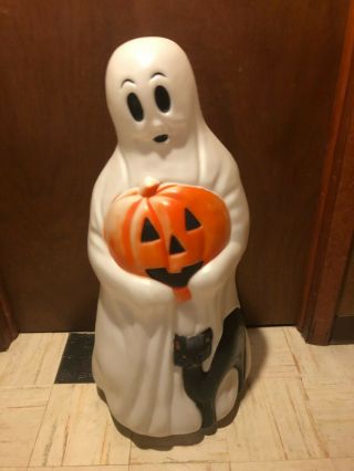 Vintage Ghost Pumpkin Cat 34 Inches Blow Mold Holiday Halloween Yard Decor