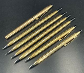 Vintage Cross 1/20 10k 12k 14k Gold Filled Ballpoint Pen & Pencil Set Of 7