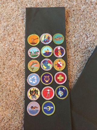 Bsa Boy Scouts Sash With 17 Merit Badges