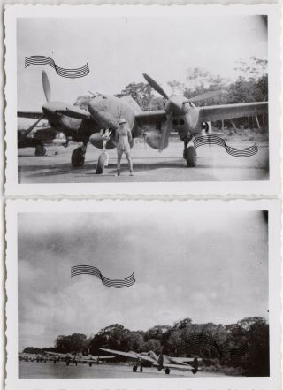 Wwii Usaaf P - 38 Lightning 49th Fg Dobodura Guinea 1943 2 Photos