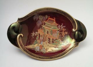 Vintage Carlton Ware Rouge Royale Mikado Twin Handled Oval Dish Chinoiserie
