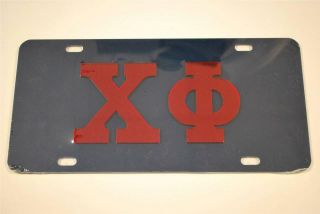 Chi Phi License Plate Blue W/ Red Letters Greek Fraternity
