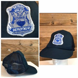 Vintage Detroit Police Department Tuebor Trucker Style Hat Snapback Commercial
