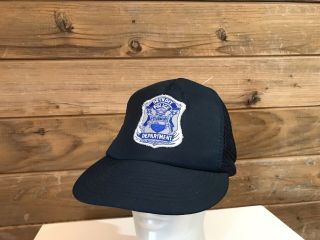Vintage Detroit Police Department Tuebor Trucker Style Hat Snapback Commercial 2