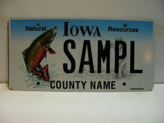 1993 Iowa License Plate Sampl Natural Resources Fish Sample As4231