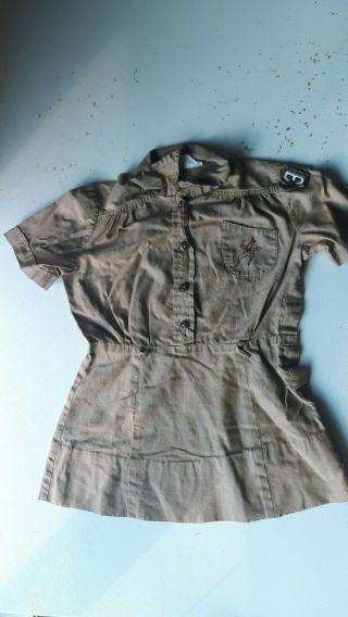 Vintage Gs Girl Scouts Brownie Uniform Brown Shirt Dress Short Sleeve 1950 - 60s?