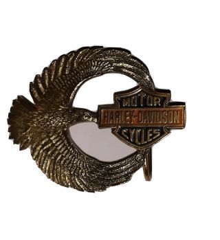 1992 Brass Harley - Davidson Motorcycle Shield And Eagle Vintage Belt Buckle