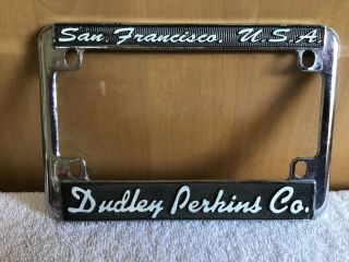 Wow Vintage Dudley Perkins Harley Davidson Motorcycle License Plate Frame Chrome