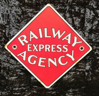Railway Express Agency Porcelain Sign Railroad Advertising 8 X 8