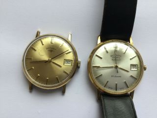 2 X Vintage Rotary Automatic Mens Gold Watches