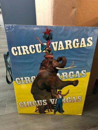 Vintage Circus Vargas Poster 18 " X 24 " Elephant At Rise Act - West Coast Circus