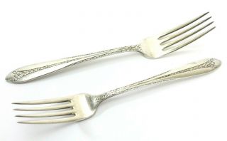(2) Vintage National Margaret Rose Sterling Silver Dinner Forks: 3 Ounces