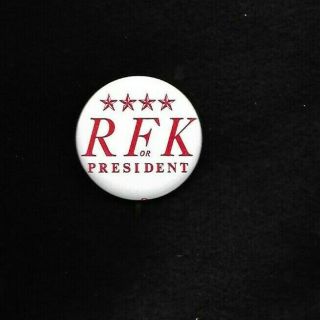 Robert F.  Bobby Kennedy 1968 Presidential Hopeful Button Rfk For President Red