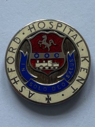 Ashford Hospital Kent N.  Hyland Vintage Enamel & Silver Hallmarked Badge 1955