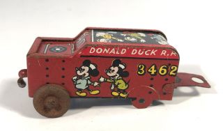 Vintage Marx Tin Walt Disney Mickey Mouse Donald Duck Train Car 3462 Railroad