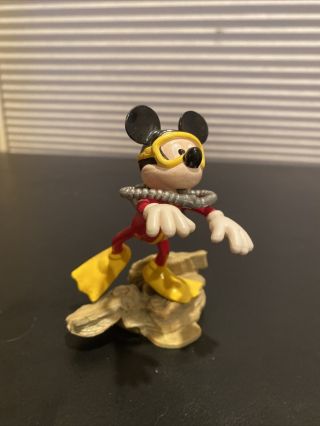 Rare - Disney Mickey Mouse Undersea Figurine Scuba Snorkel From 1980 