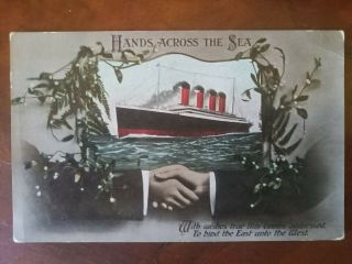 White Star Line Titanic Hands Across The Sea Rare Postcard C1911