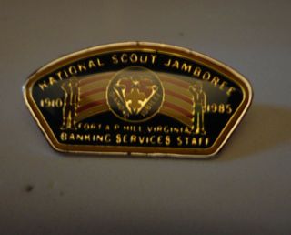 Old 1985 National Scout Jamboree Jsp Pin Banking Services Staff