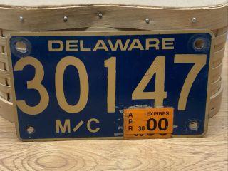 Vintage Metal Motorcycle License Plate - Delaware 2000