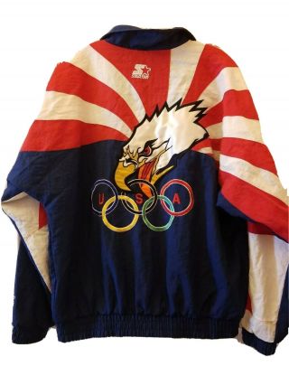 Vintage Starter Windbreaker Us Olympics Team Licensed Product Full - Zip Sz S