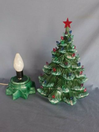 16 " Tall Vintage Ceramic Christmas Tree Music Box Atlantic Mold Flocked Lighted