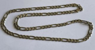 Vintage Solid 925 Silver Figaro Link Chain Necklace 26.  9g 24 Inch Ladies Mens