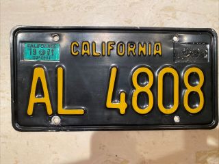 1963 California Passenger License Plate Al 4808 With 1971 Sticker