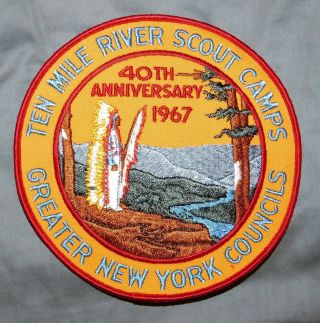 Boy Scout Ten Mile River 40th Anniv 1967 6 " Jacket Patch Gnyc