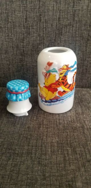 Disney Winnie The Pooh & Friends Embossed Ceramic Milk Bottle Jug Euc Read Descr