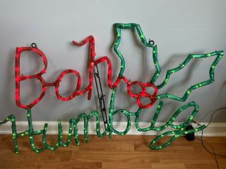 Vtg Mr Christmas Bah Humbug Sign Light Up Script Xmas Holiday Sculpture 40x25 "