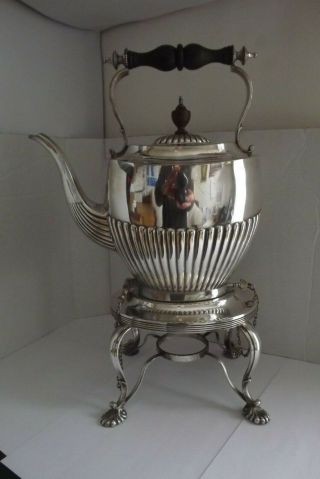 Antique Silver Plated Kettle On Stand