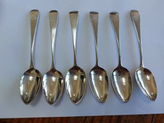 Antique C19th Set Of 6 Hallmarked Solid Silver Teaspoons By William Bateman 104g