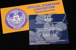 Disneyland Official Disneyana Convention 1993 Drink And Photo Vouchers Disney