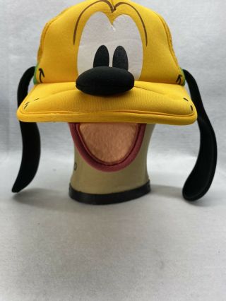 Disney Parks Pluto Hat With Ears Cap Cosplay Plush Dog Face Yellow Snapback Mesh