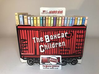 Vintage 1989 The Boxcar Children Mystery Club Book Set 1 - 25,  Box / Card / News