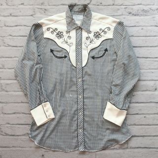 Vintage H Bar C Pearl Snap Western Shirt Long Tail Made In Usa Plaid Checker