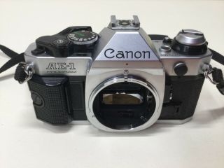 Canon Ae - 1 Program 35mm Slr Film Camera Silver - Vintage - Great