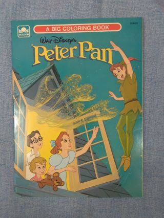 Vtg Walt Disney’s Peter Pan A Big Coloring Book By Golden Book