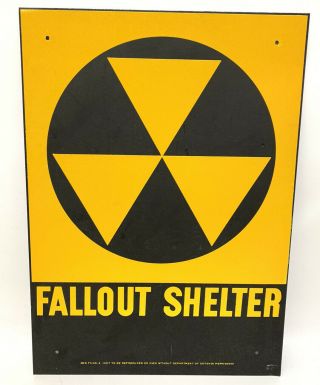 Vintage Fallout Shelter Sign - Dept.  Of Defense - Atomic Age Sign - Civil Defense