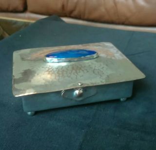Antique,  Arts And Crafts,  Silver Plate On Copper Trinket Box.