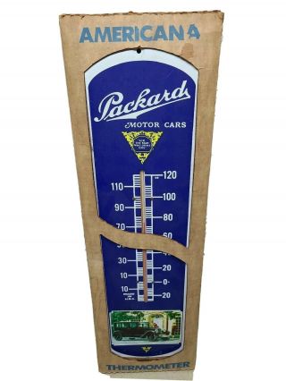 Vtg Packard Motor Cars Metal Thermometer Advertising Wall Mount Sign - 27 X 8 ".