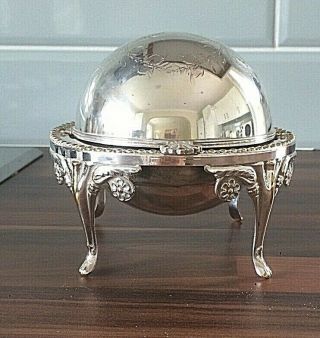 Vintage Silver Plated Roll Top Caviar/butter Dish Pinder Brothers Ltd.  C.  1963