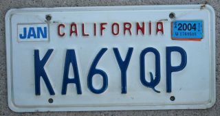 California Ham Radio License Plate Ka6yqp